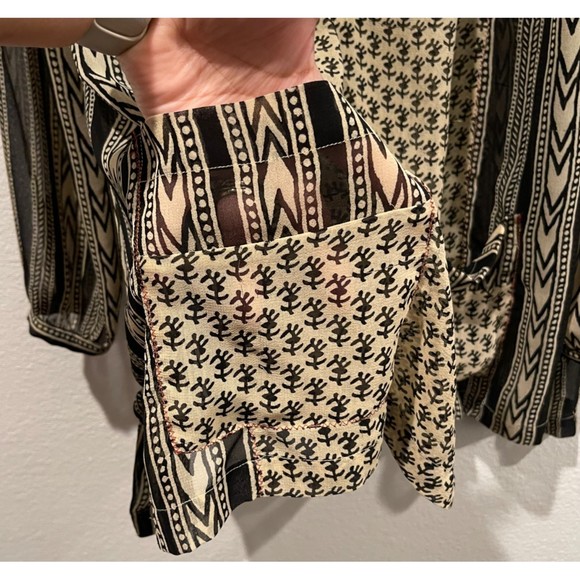 FREE PEOPLE Bohemian Sheer Beaded Long Sleeve Blouse - Picture 6 of 13